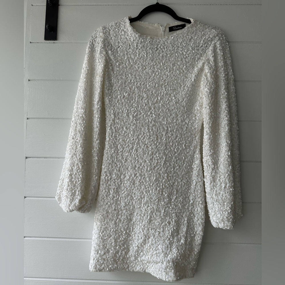 Full Sequin White long sleeve dress